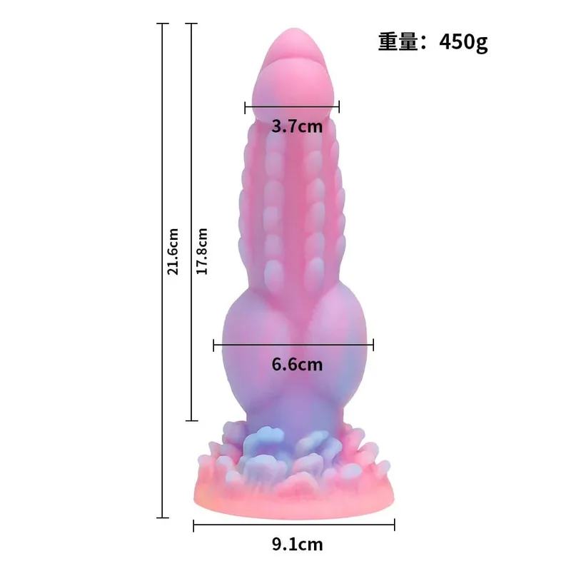 Palam Dubur Bercahaya Malam Realistik Bercahaya Monster Naga Dildo untuk Wanita Lelaki Palam Punggung Seksi Bentuk Anjing Mainan Seks untuk Pasangan — image 13