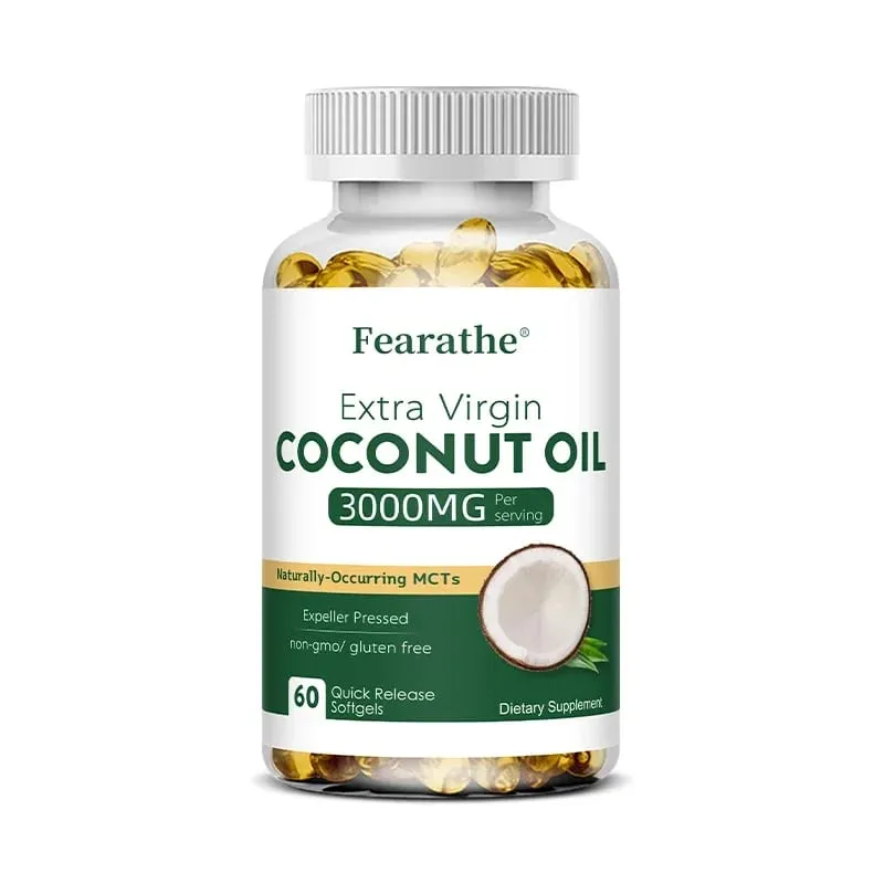 Extra Virgin Coconut Oil 3000mg 30/60/120 Softgels Expeller Pressed Supplement Support for Hair Nails & Skin Health Non-GMO — image 9