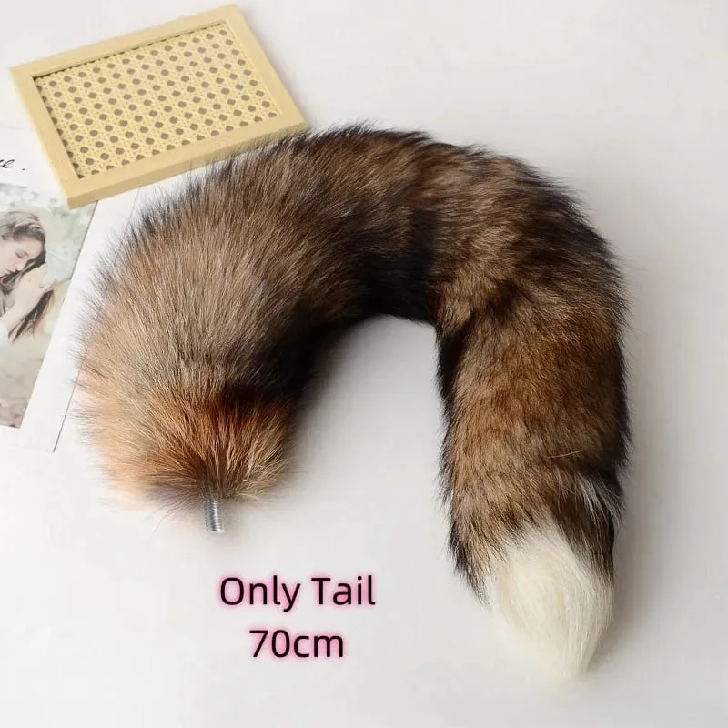 30-100 cm Sexy Real Fox Tails con Separabile Divertente Butt Plug per Coppia BDSM Cosplay Per Adulti Dolce Amore Giochi Giocattoli Del Sesso