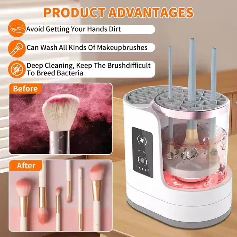 NEUE Elektrische 3 IN 1 Make-Up Pinsel Cleaneing Maschine Make-Up Pinsel Trockner Tragbare Automatische USB Kosmetik Pinsel Reiniger Werkzeug — image 2