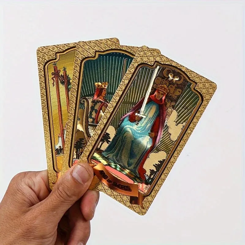 Gold Stamping Waterproof Plastic Colorful Printed Tarot Cards for Table Game Leisure Party Gathering Board Game Cards — image 2