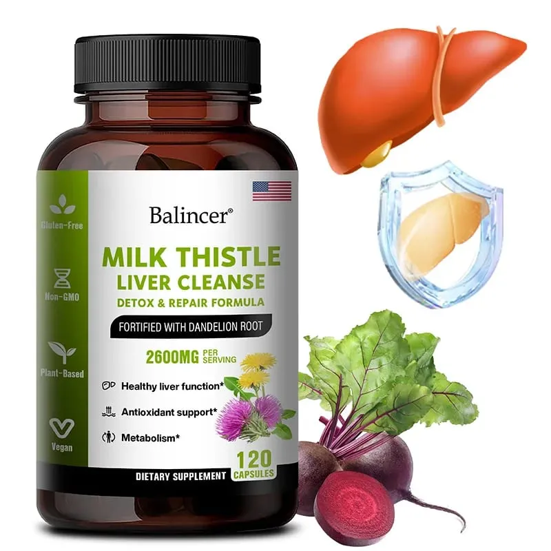 Milk Thistle and Dandelion Root Extract Supplement for Liver Detoxification Repair and Nourishing Antioxidant — image 1