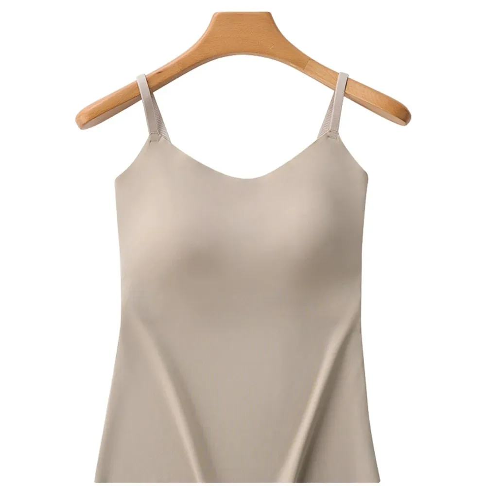 Bra Terbina dalam Cami Tank Top Tali Spaghetti Boleh Laras U-Neck Padded Payudara Sokongan Shapewear Seamless Slim Undergarment Vest — image 10