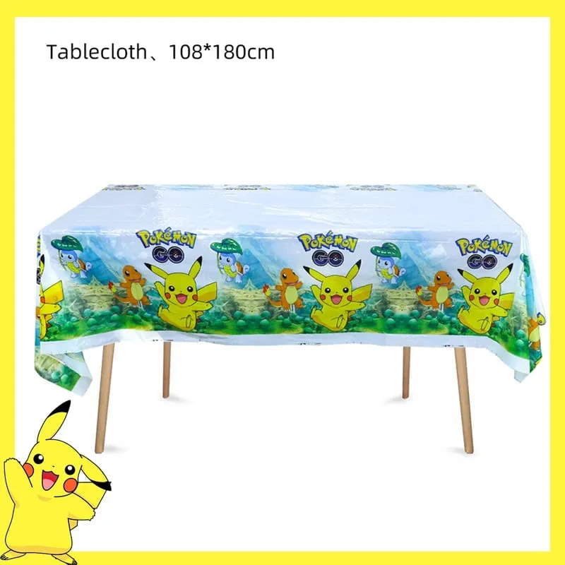 Pokemon Geburtstag Party Dekoration Pikachu Einweggeschirr Tasse Serviette Teller Tischdecke Baby Dusche Kuchen Topper Flagge Luftballons