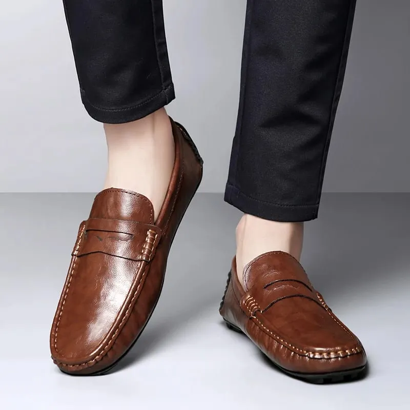 New Classic Casual Leather Men Shoes High Quality Summer Soft Bottom Loafers Outdoor Slip on Driving Shoes Flat Designer Shoes — image 3