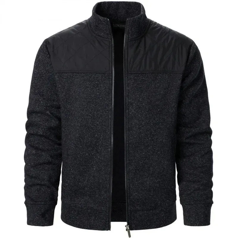 Baju Kemeja Tampalan Lelaki Jaket Kolar Berdiri Jaket Slim Fit Cardigan Pakaian Jalanan Pakaian Sukan Kot Zip Atas Kasual Pakaian Olahraga Luaran Lelaki