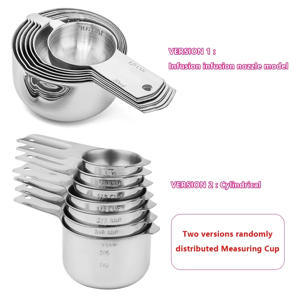 Set Cawan Sukat dan Sudu Keluli Tahan Karat 14PCS dengan Bahan Kering dan Cecair Penyamaratakan Sesuai untuk Memasak & Membakar — image 3