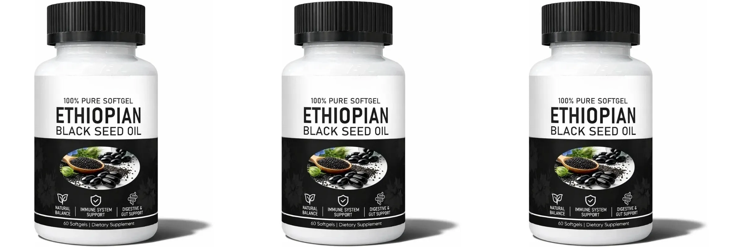 Ethiopische zwarte zaadolie Biologisch koudgeperst immuunsysteemondersteuningssupplement 60 softgels voor gewrichtsgezondheid en antioxidantbescherming