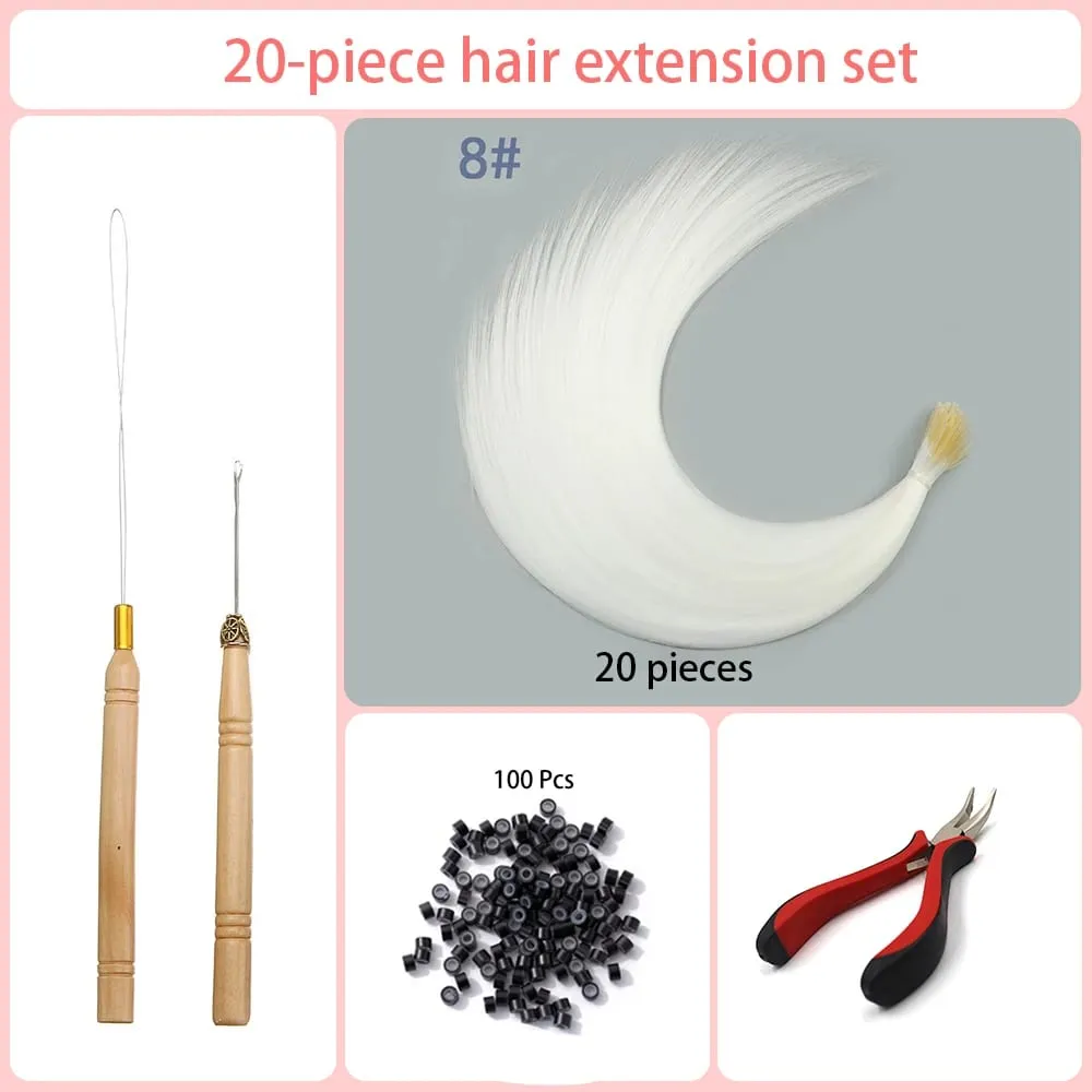 20 Strands/Pack Random Ten Colors Synthetic Colored I-Tip Stick Hair Extensions Straight Hair 16 Inch For Women High Temperature — image 16