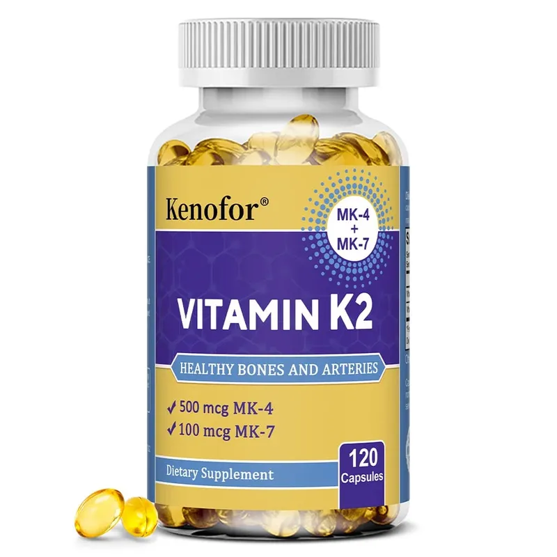 วิตามิน K2 แคปซูล - MK-4 & MK-7 สนับสนุนแคลเซียมการเผาผลาญกระดูกฟัน Joint & Cardiovascular Wellness Daily Immune Balance