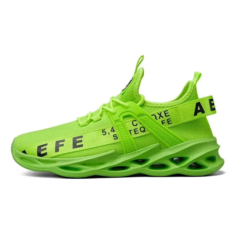 Mens Sneakers Lightweight Comfortable Mesh Breathable Sneakers Men Green Casual Shoes Thick Sole Running Shoes for Men
