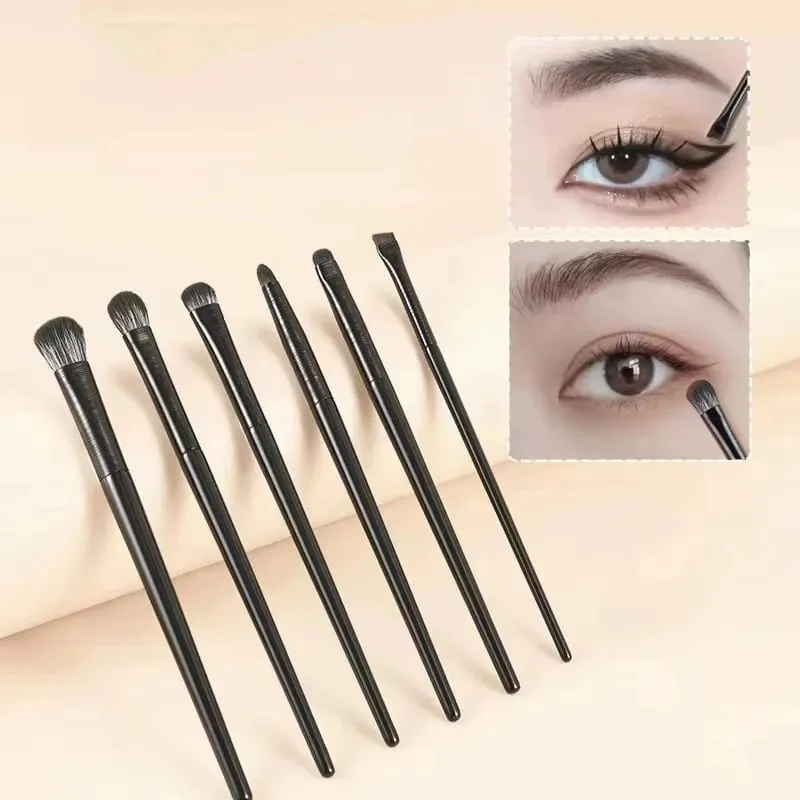 6 pezzi pennelli per trucco occhi naturali set pennello per ombretto contorno sopracciglia pennello per eyeliner occhi cosmetici per miscelazione dettagli strumenti per il trucco — image 1
