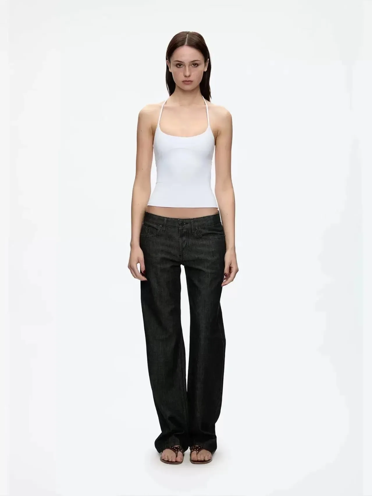 Tank Low-Cut Fitted Vest with Wrap-Around Shoulder Straps Embossed Beaded Stretch Knit Tank Top — image 5