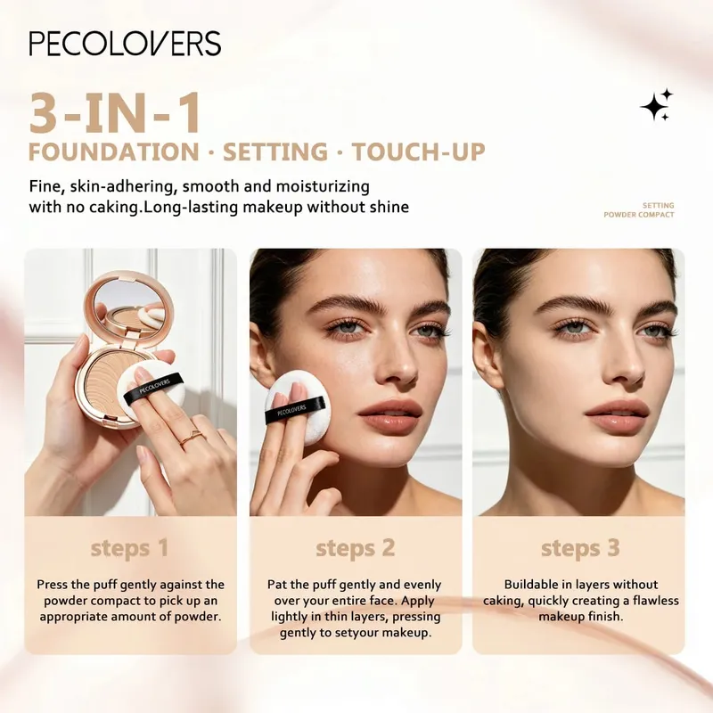 3pcs/Set Foundation Loose Powder Triangle Makeup Kit Full Coverage Liquid Foundation Waterproof Long-Lasting Base Makeup — image 7