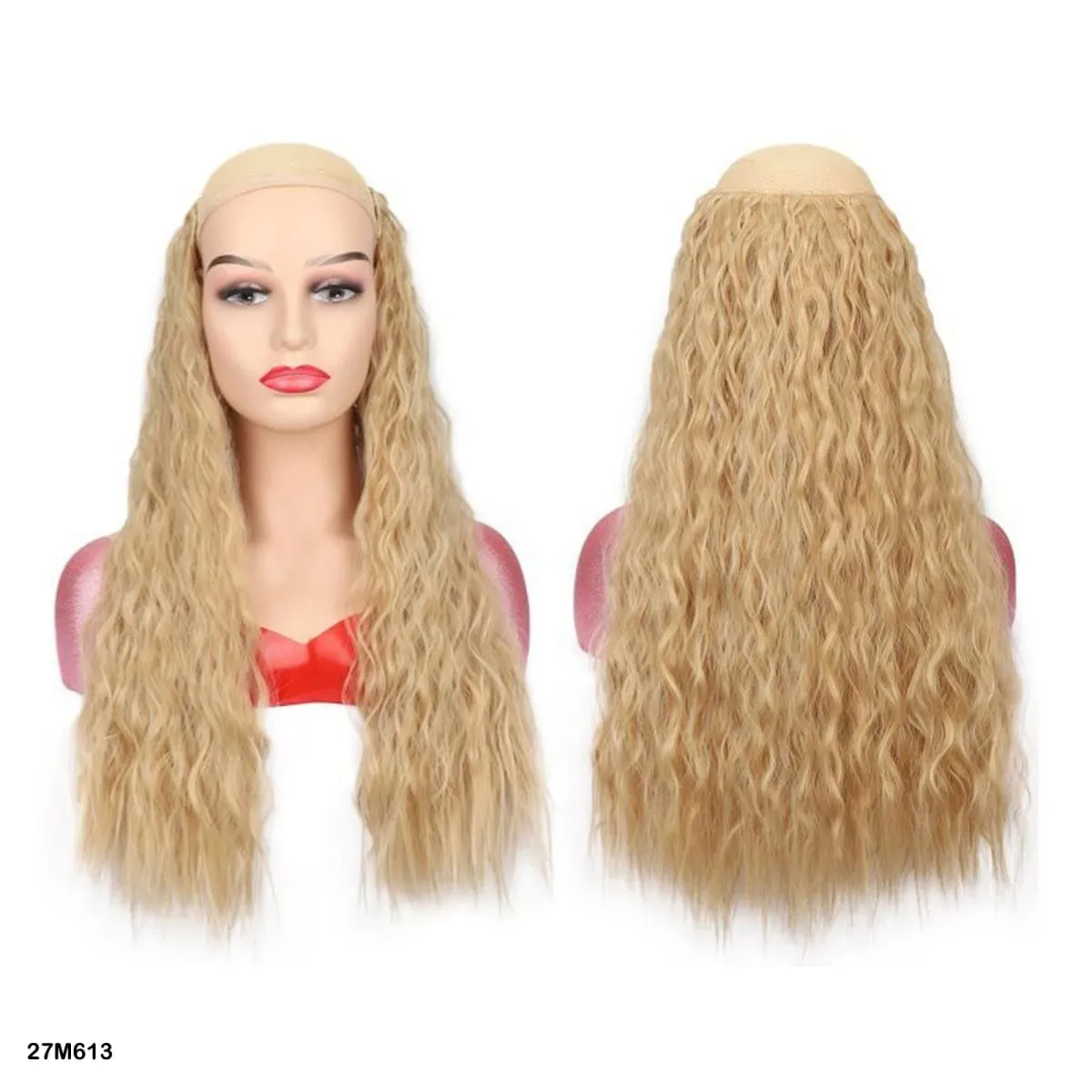 Extensions de cheveux synthétiques bouclés pince en une seule pièce 4Clips postiches longues vague profonde pour les femmes usage quotidien accessoire de cheveux de fête — image 17