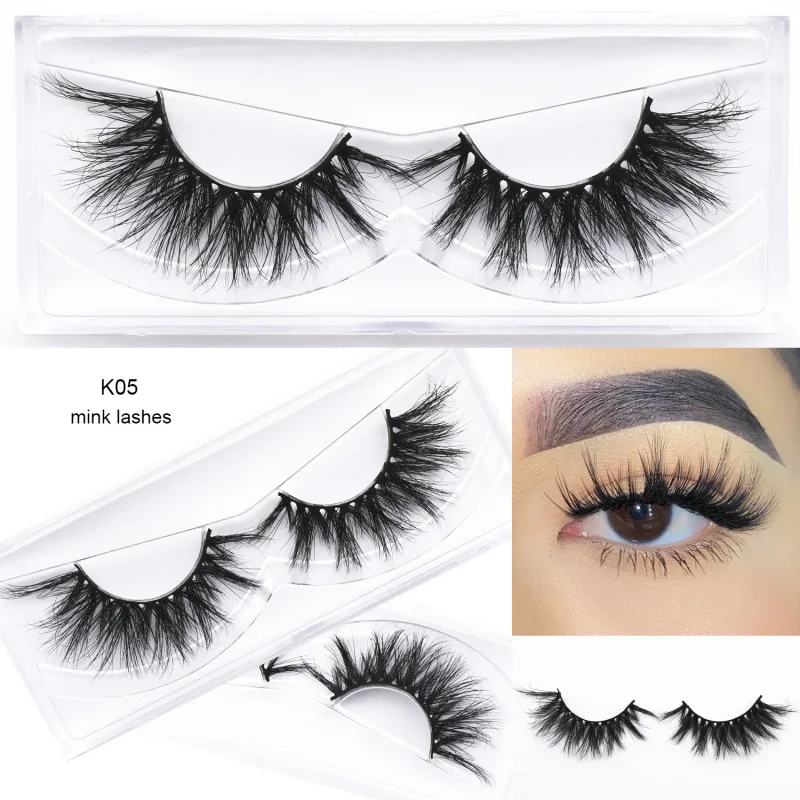 D20 réel vison cils Extension de cils naturel long ailé Volume cils à la main vison faux cils maquillage cils — image 18