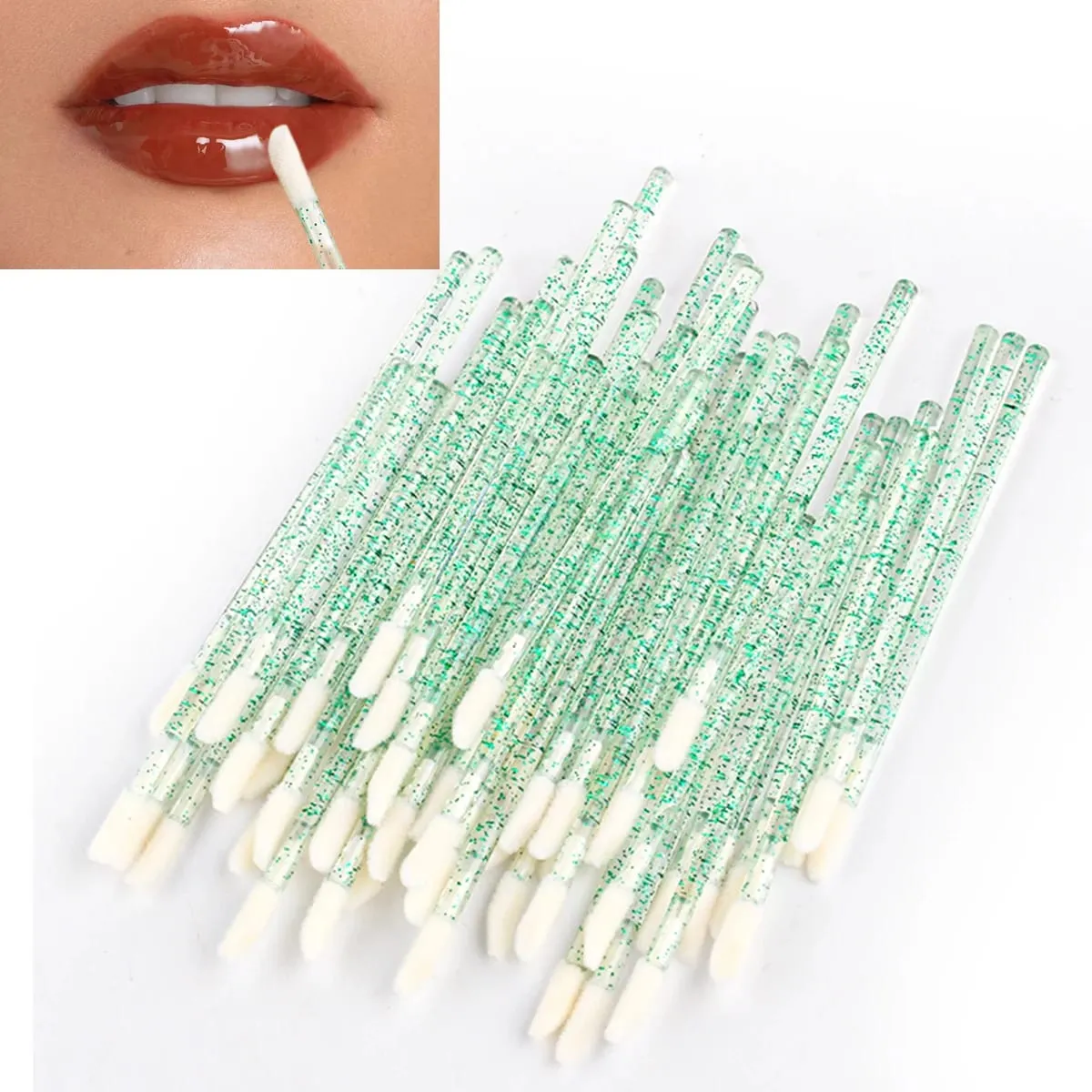 50 Stücke Lippenpinsel Kristall Wimpernverlängerung Pinsel Mascara Applikator Lippenstift Zauberstäbe Set Frauen Make-Up Pinsel Werkzeuge — image 1