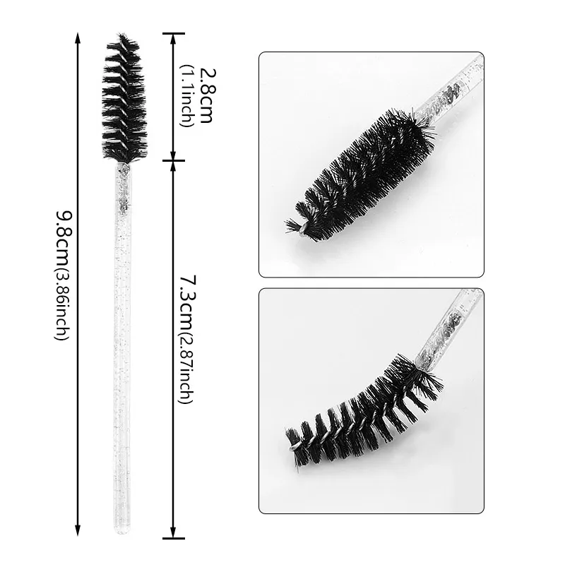 50 stk krystalstang engangsøjenvippebørster Øjenvippekam Øjenbrynskam Øjenvippekrølle Spiral Bærbar makeupbørste til flere formål — image 6