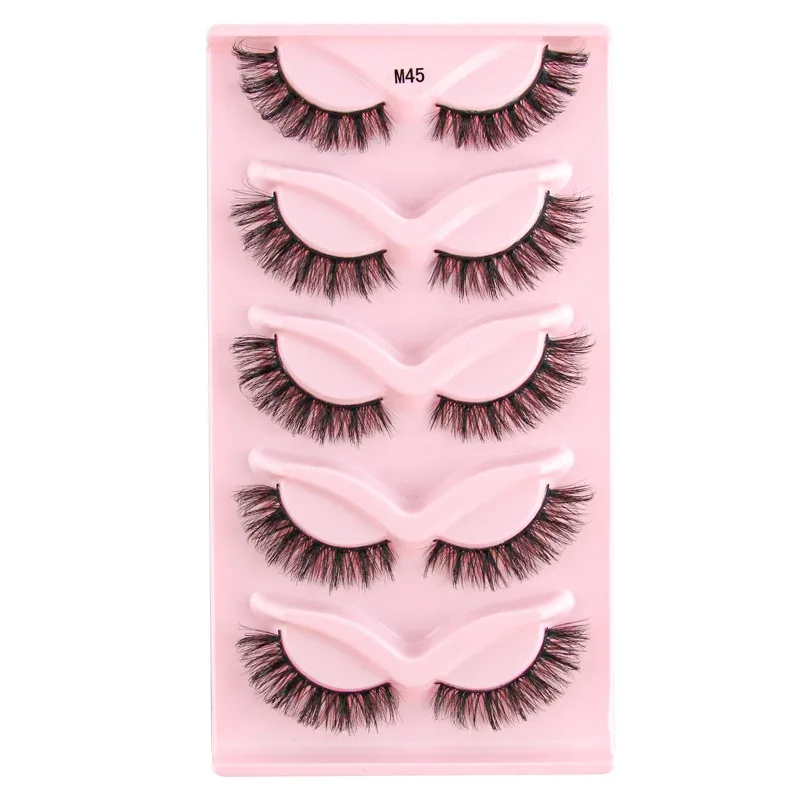 Mezze Ciglia Cat Eye Ciglia 3/5/10 Paia Ciglia Finte Soffici Morbide Aspetto Naturale Fascia Trasparente 3D Ciglia di Visone Estensione trucco