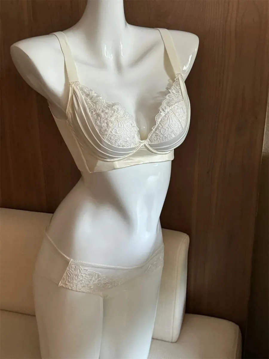 Tyndt blank ryg-bh-sæt anti-sagging push-up lingeri til store bryster Show Small Gathering Cup Undertøj — image 4