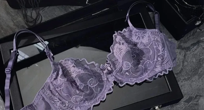 Set Bra Renda Tipis Ultra Nipis Perancis Perspektif Underwire Kecantikan Belakang Peminimum Payudara Besar Set Bra Anti Sag 32-38 Sisi Membentuk Sisi
