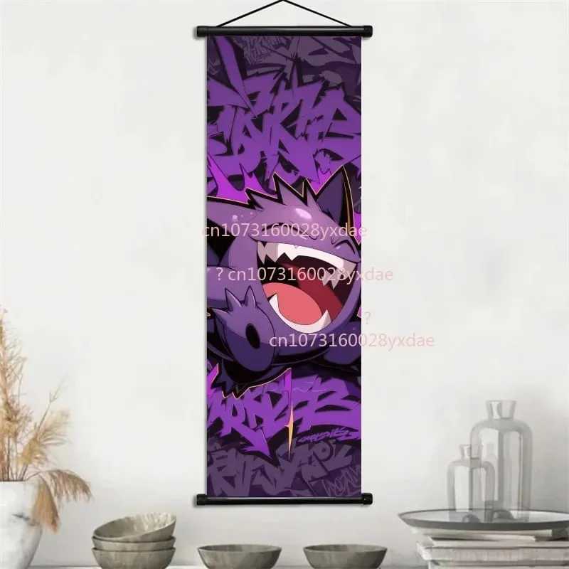 Anime-gedrucktes Pokemon-Poster, Cartoon-Wandkunstwerk, Gengar, Eichhörnchen, Bulbasaur, Pikachu, Hängerolle, Familienzimmer-Dekoration — image 19