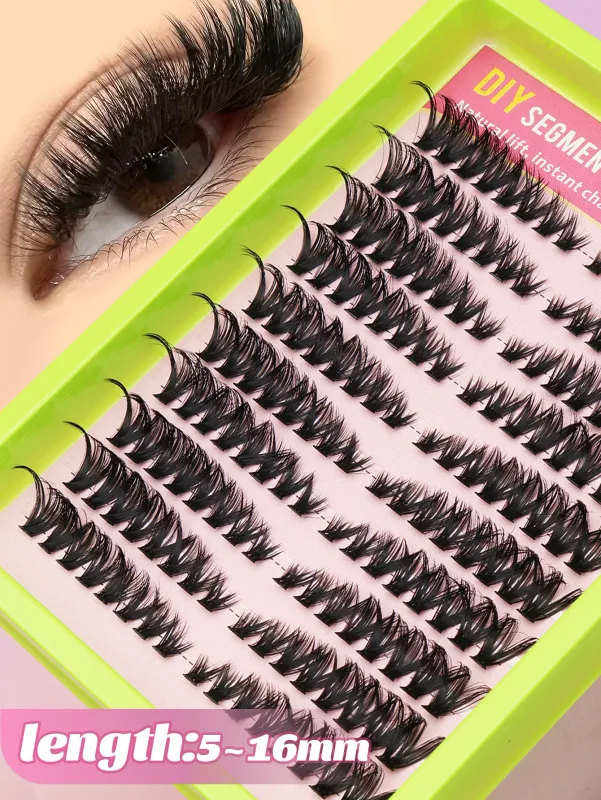 Cat Eye 16 rækker Cluster Lashes 406080100P Blandede DIY Individuelle øjenvipper Tykke Bakke DIY Eyelash Extension Wispy Volume Eyelashes — image 12