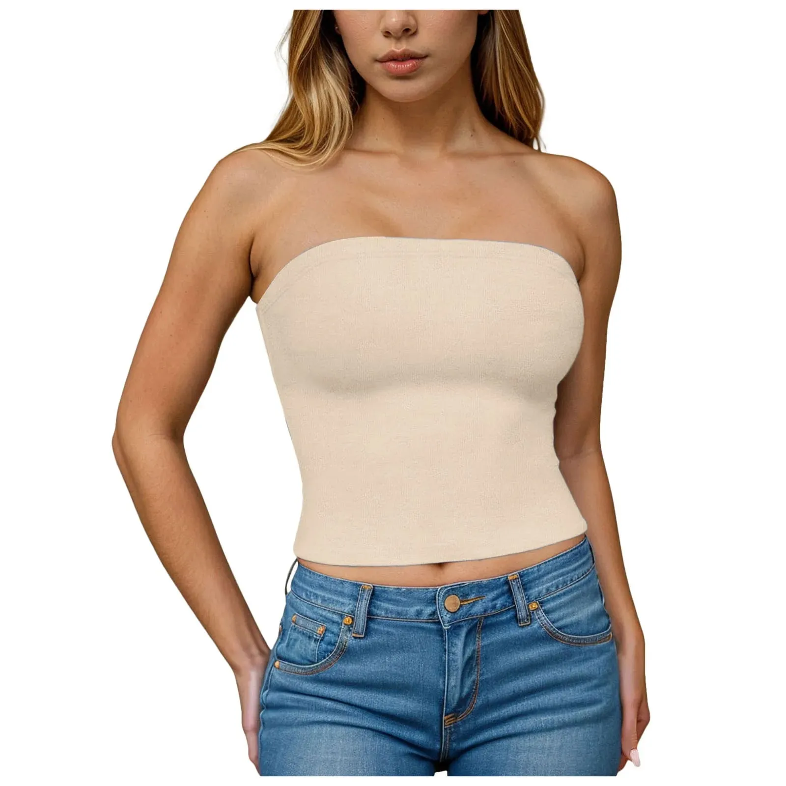 Hauts tubulaires Sexy pour femmes, épaules dénudées, sans bretelles, couleur unie, dos nu, Bandeau, Slim Fit, chemises à bascule, sous-vêtements