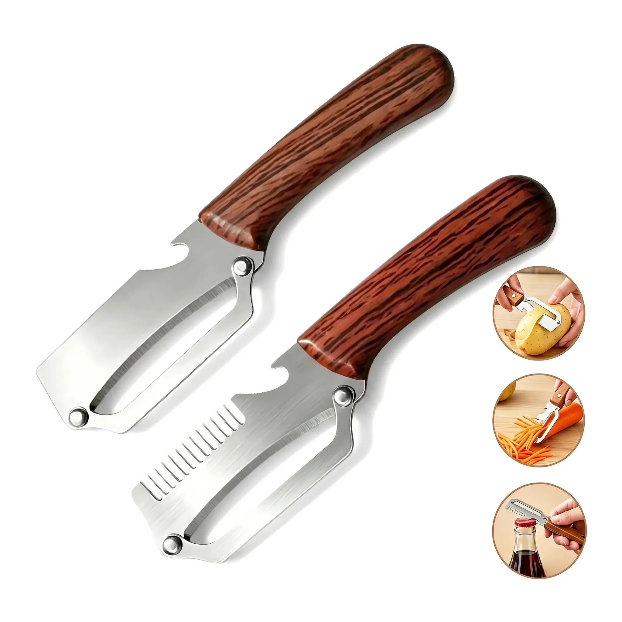 1Pc 2-in-1 3-in-1 Multifunctional Vegetable Peeler With Bottle Opener For Peeling And Slicing Fruits Shredding Scallions. — image 8