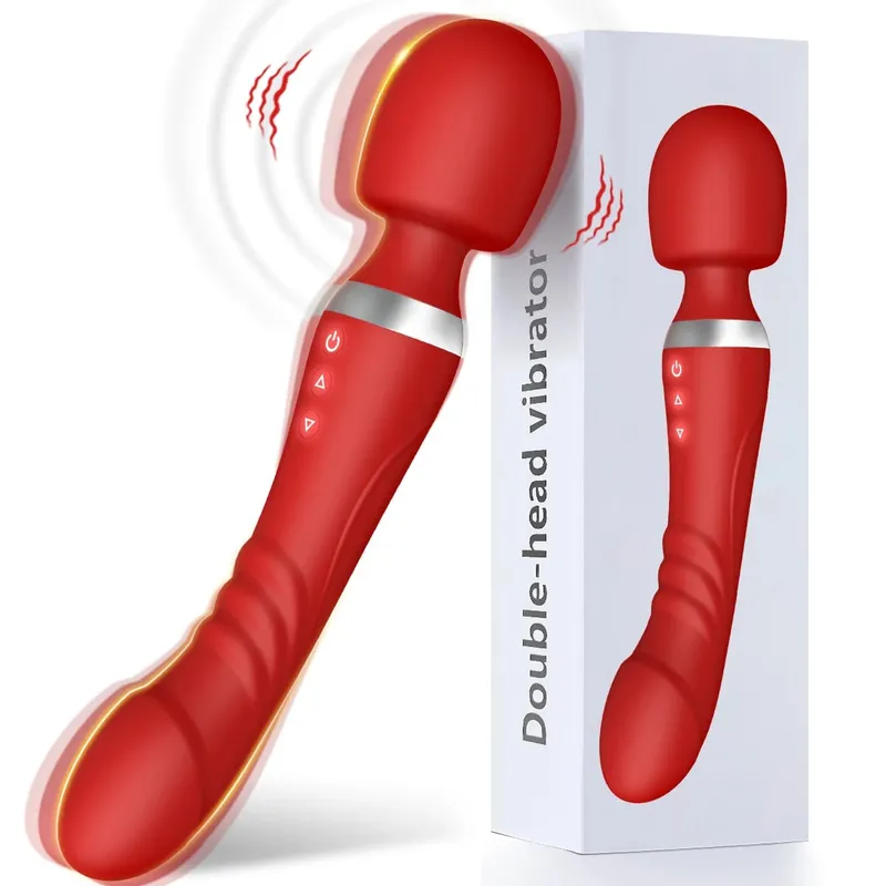 Double Vibratorสำหรับผู้หญิงDildos AV Magic Wand G Spot Clit Stimulatorช่องคลอดMassager Masturbatorsของเล่นสำหรับผู้ใหญ่สำหรับคู่ 18 +
