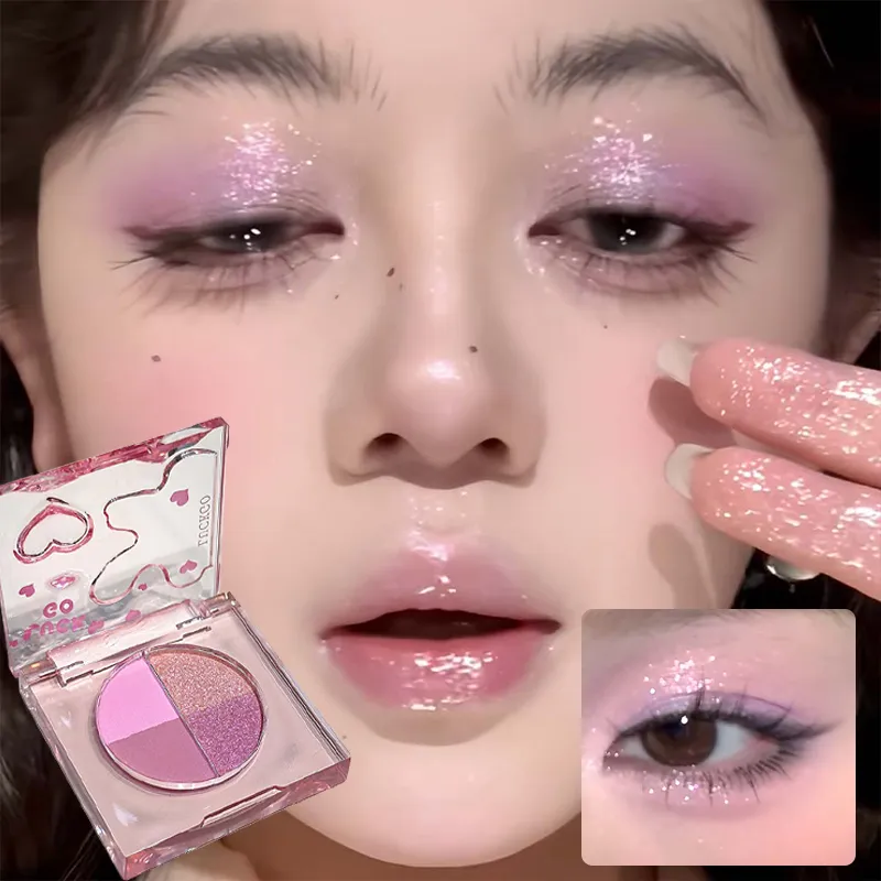 Mini 4 สีอายแชโดว์ Palette Natural Brightening Matte & Shimmer โกหก Silkworm Eye Shadow Lavender เครื่องสำอางแต่งหน้าเกาหลี — image 1
