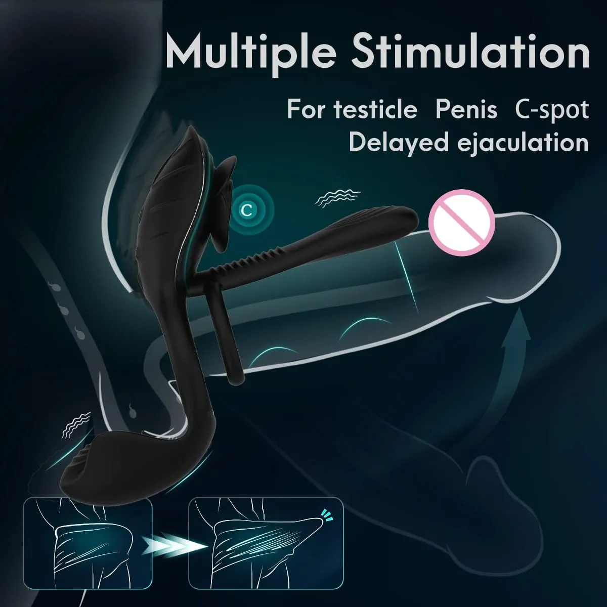 Cockring Vibrerende for mænd Udløsningsforsinkelse Mandlig erektil penisring G-Spot Klitoris Anal Stimulator Voksen sexlegetøj til par — image 4