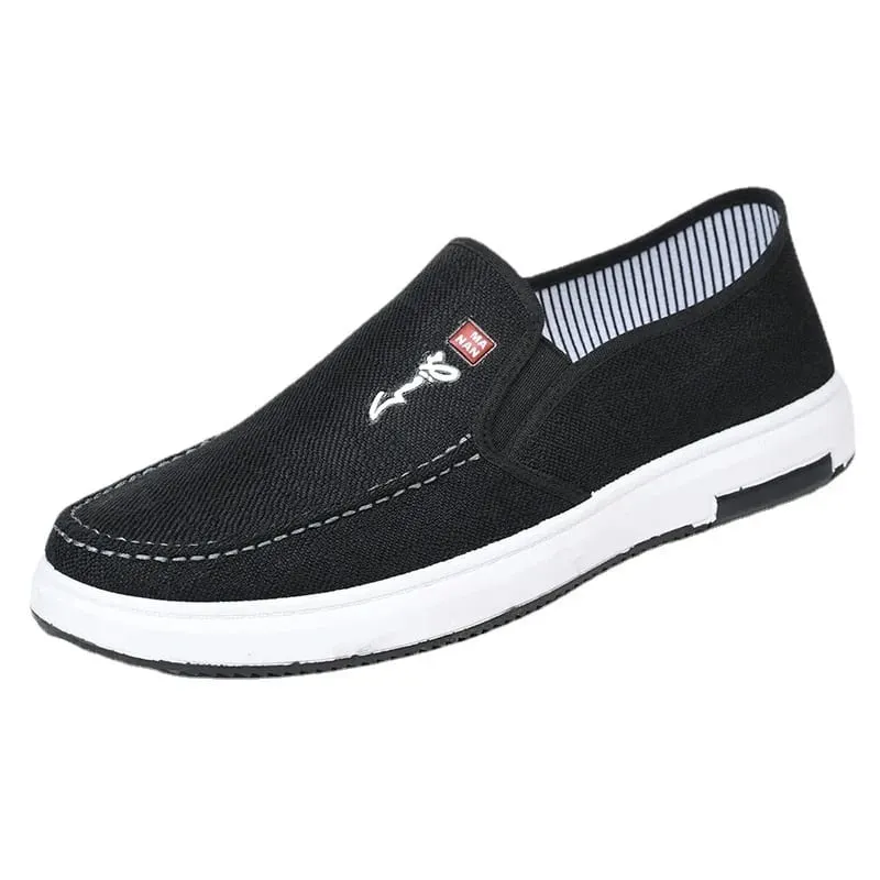 Men's Canvas Shoes with Soft Soles Casual Breathable Comfortable Sliding Sleeves Men's Cloth Shoes Men's Oxford Sneakers