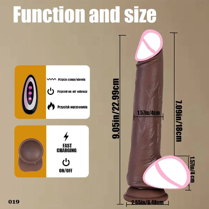 9 trybów wibracji 3 tryby rozciągania i 3 tryby wytrząsania Dildo elektryczne kobiece zabawki erotyczne silikonowe Dildo teleskopowe wibracje wibracyjne ogrzewanie 18+ — image 10