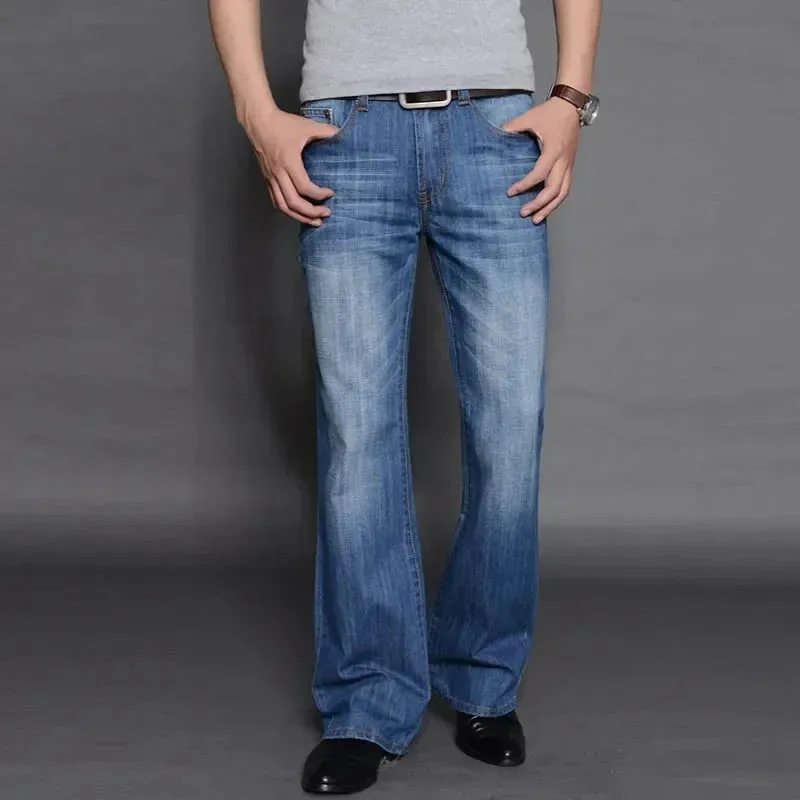 Jeans svasati in denim Pantaloni da uomo in denim con taglio a stivale Comodi pantaloni neri blu casual larghi leggermente sottili classici per bootcut maschile — image 11