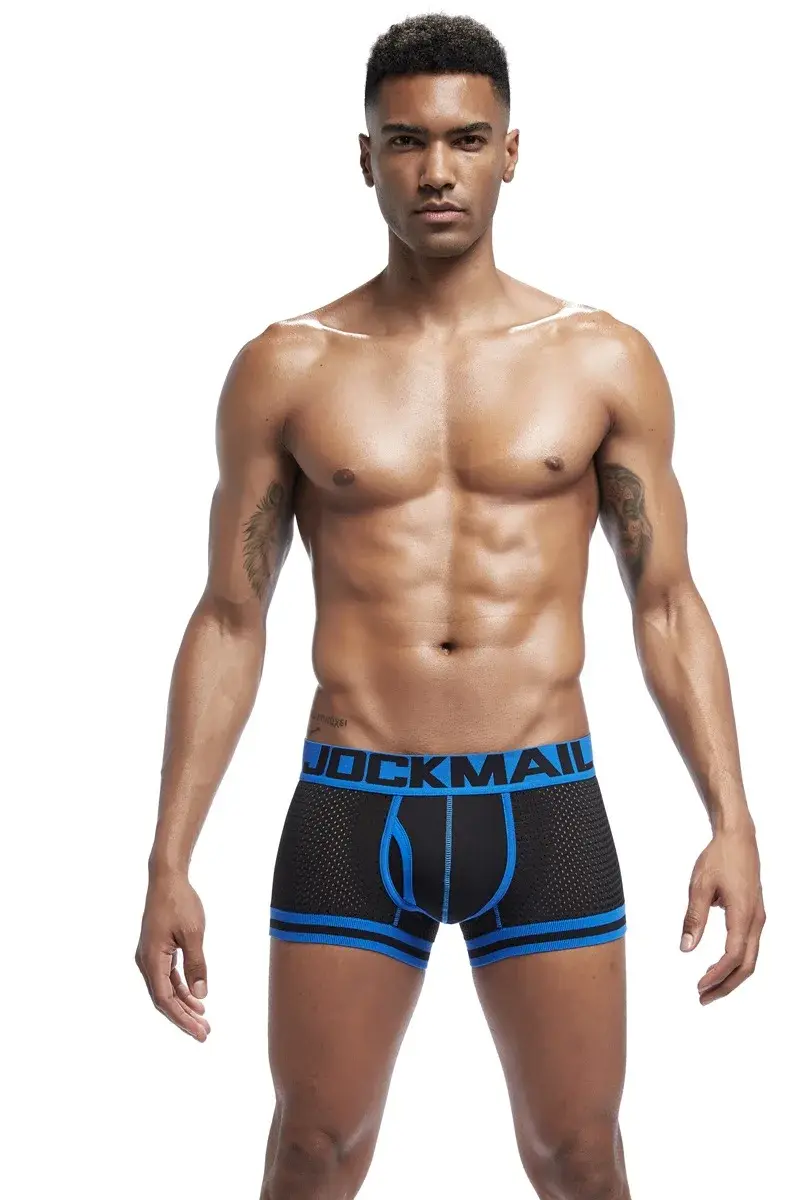 Jockmail الرجال الملاكم شبكة الملابس الداخلية تنفس مريحة لينة مريحة السراويل الرياضية الكبار رجل سراويل الملابس الداخلية — image 10