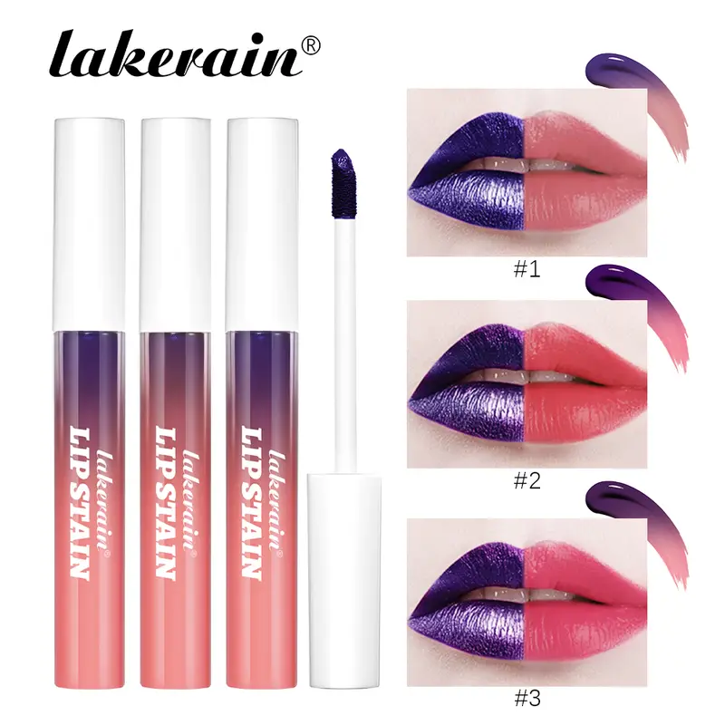 Blading Lipgloss-Set zum Abziehen und Aufkleben, langlebiger, wasserfester rosafarbener Lipgloss, übertragungsbeständig, natürliche Lippenkosmetik, 3 Farben — image 2