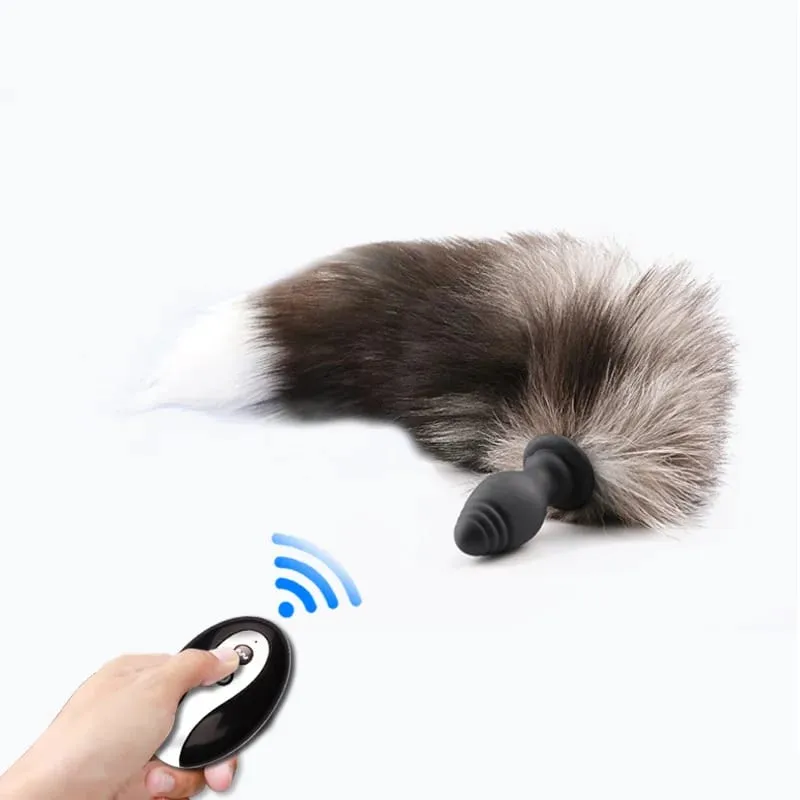 Fox Tail Anal Plug with Remote Control Vibrating - Faux Fur & Silicone Role Play Adult Toy Multi-Color BDSM Sex Toys for Couples — image 2