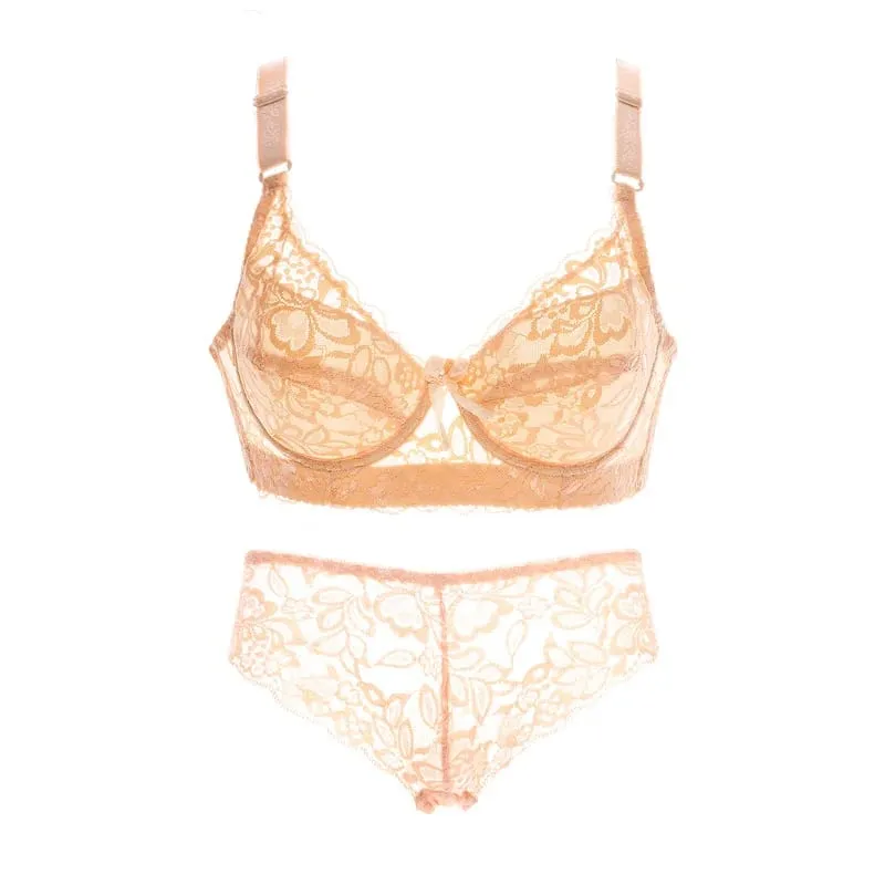 Sexy Bras Set Lace Panty Thin Brief Plus Size Women's Bralette Set Push Up Brassiere Girl Top BH Lingerie Intimates BCD 42 44 46