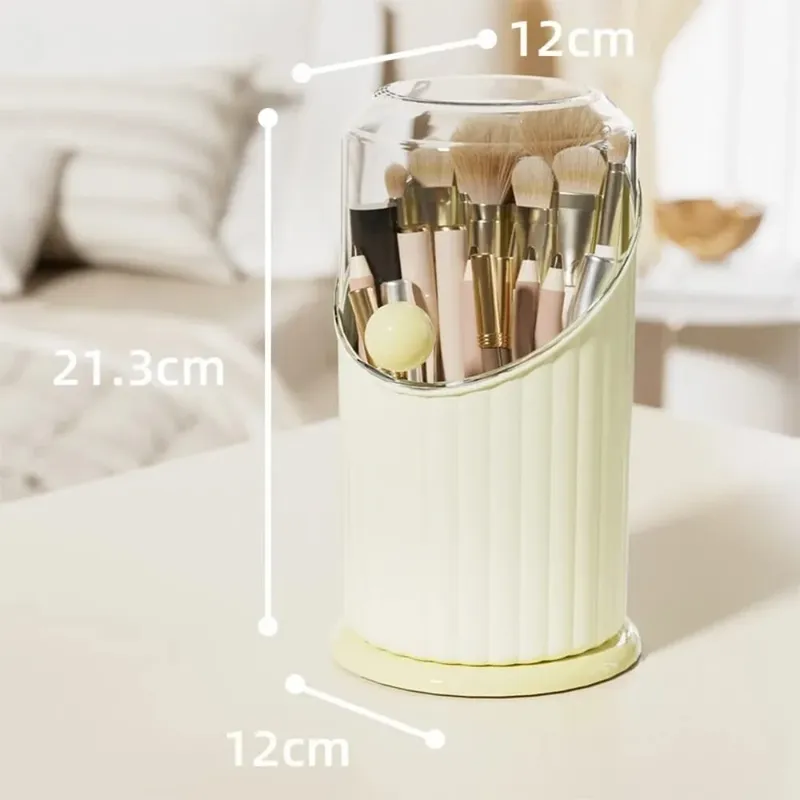 Úložný box na štětce na make-up Velkokapacitní držák štětců na make-up s průhledným víčkem Prachotěsné kosmetické nástroje Organizér na rtěnky na obočí — image 8