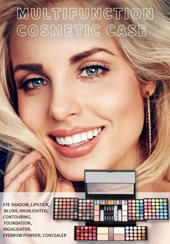 Miss Women All in One Makeup Kit - Full Set with Eyeshadow Lips Blush Lipstick Concealer Brush Mirror Multi-Functional Gift Set