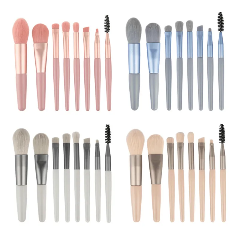 8Pcs Tragbare Make-Up Pinsel Set Frauen Kosmetik Lidschatten Erröten Pulver Schatten Foundation Blush Blending Concealer Make-Up-Tools — image 2