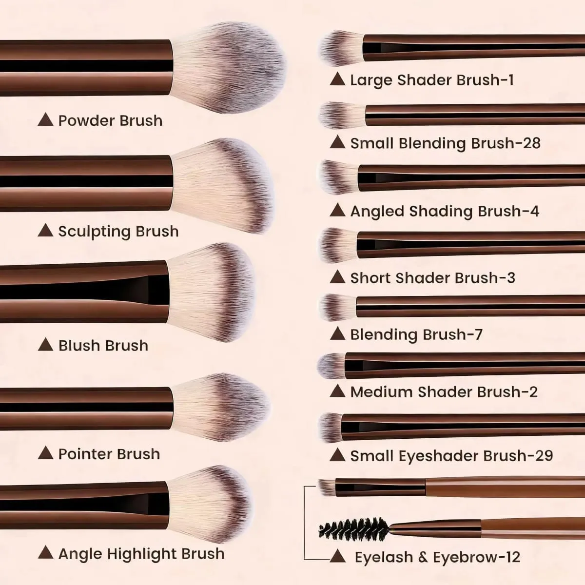 13ks štětců na make-up s úložným sáčkem Měkký nadýchaný kosmetický podkladový pudr oční stíny Kabuki Blending Beauty Tool Makeup — image 3