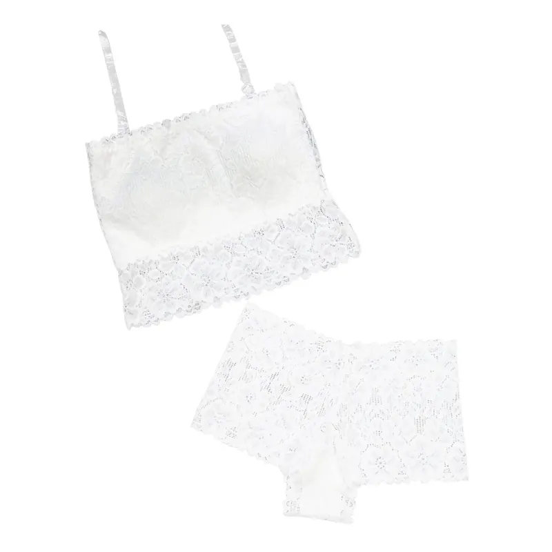 Set reggiseno in pizzo senza spalline scavato senza fili da donna Set con cinturino per spaghetti Elegante mutandine in pizzo Intimo morbido Set di lingerie da donna — image 8
