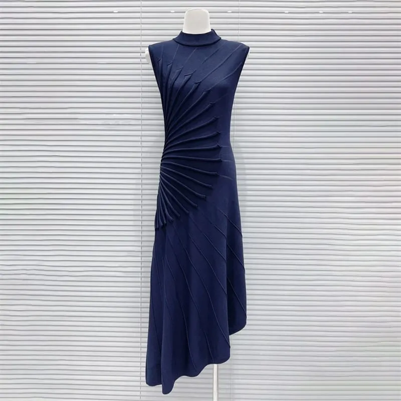 Spring/Summer 2026 High-Quality Asymmetrical Knitted Knot Sculpture-Style Sleeveless Dress Slimming Elastic Fitted Vest Skirt — image 5
