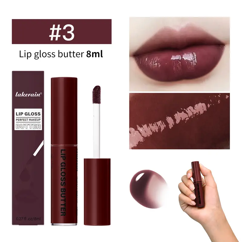 8ml Butter Non-stick Cup Gloss Lip Gloss Moisturizing Mirror Lip Gloss Holdbar farve Lip glaze Dye Lip Liquid Makeup For Damer — image 2