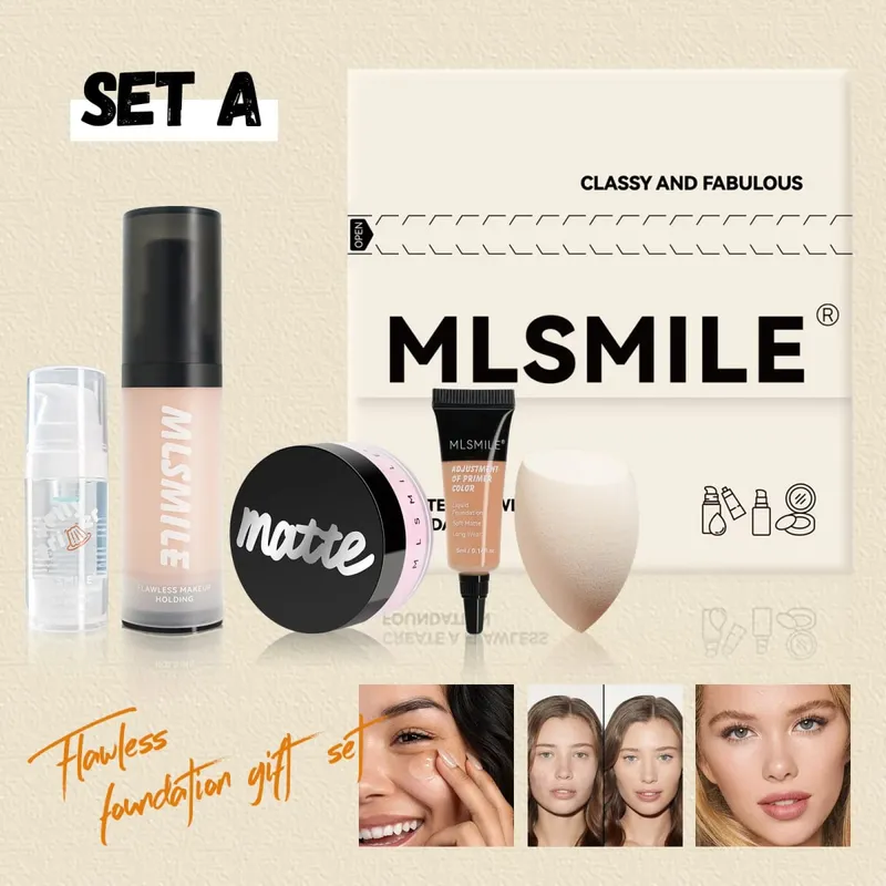 Professionelles Make-up-Set für makellose Grundölkontrolle, loses Pulver, matte Grundierung, flüssige Foundation, Concealer, feuchtigkeitsspendendes Geschenk — image 13