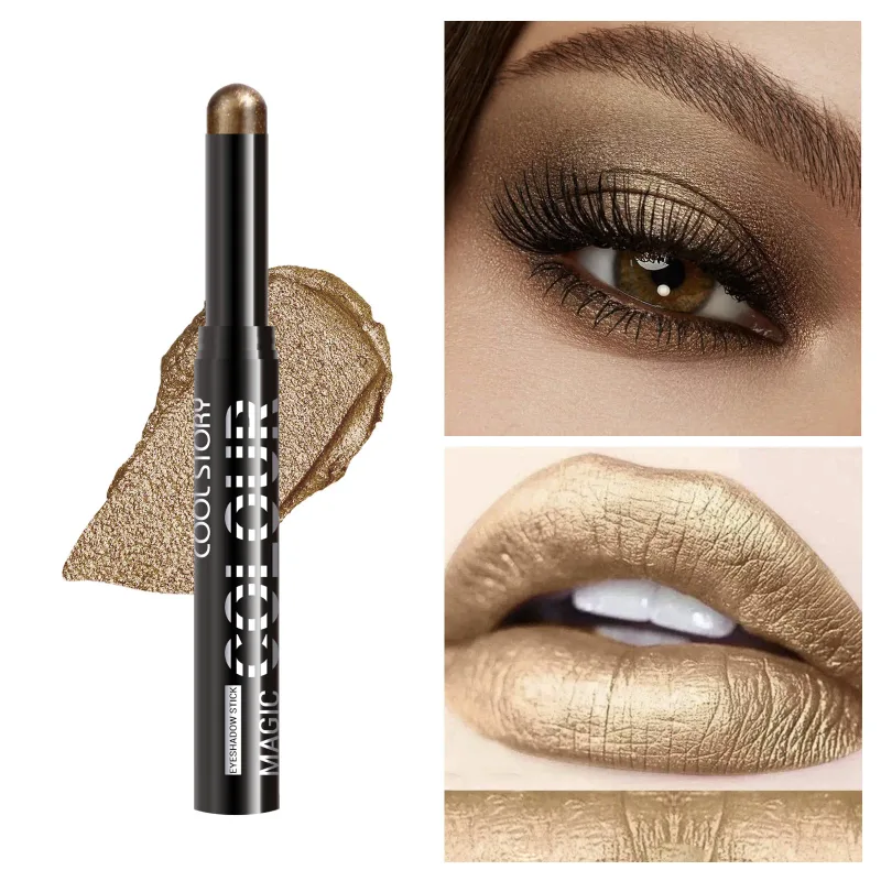 2 en 1 fard à paupières rouge à lèvres bâton crayon imperméable paillettes éclaircir mat ombre à paupières maquillage Pigment fard à paupières stylo — image 26