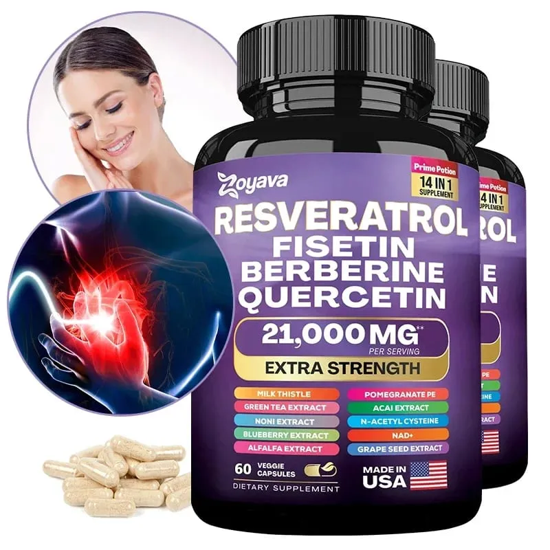 Capsules d'extrait de resvératrol - Avantages Immunité Antioxydants Santé cardiovasculaire Favorise une peau lisse — image 1