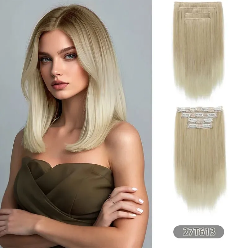 4 ชิ้น/เซ็ตสังเคราะห์ 14 นิ้ว 11 คลิปในส่วนขยายของผมตรงทรงผม Hairpieces ผู้หญิงธรรมชาติ False Hair Extension ใช้ทุกวัน — image 12